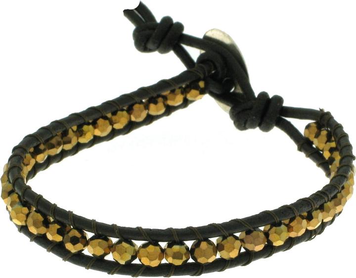 Immagine prodotto Leyda Lederarmband mit goldfarbenen Zirkonia-Kristallen (17 cm, Cristalli di ciconia)