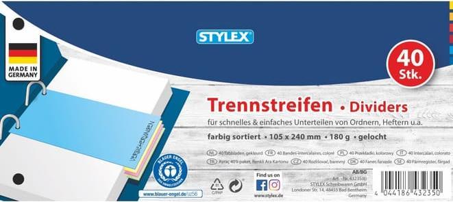 Stylex Trennstreifen 40 Stück mehrfarbig