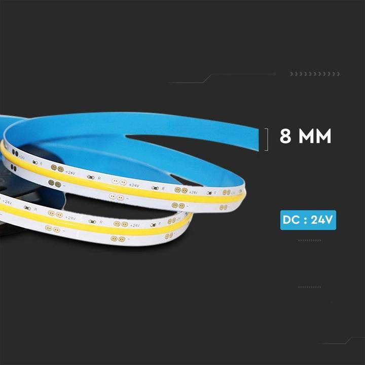 Produktbild V-TAC Taśma LED Bezpunktowa COB 280LED 24V 10W/m VT-COB 4000K 800lm (Neutralweiss, 500 cm, Indoor)
