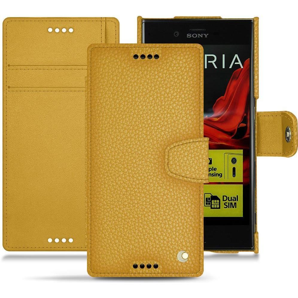 Noreve Lederschutzhülle Wallet (Sony Xperia XZ), Smartphone Hülle, Orange
