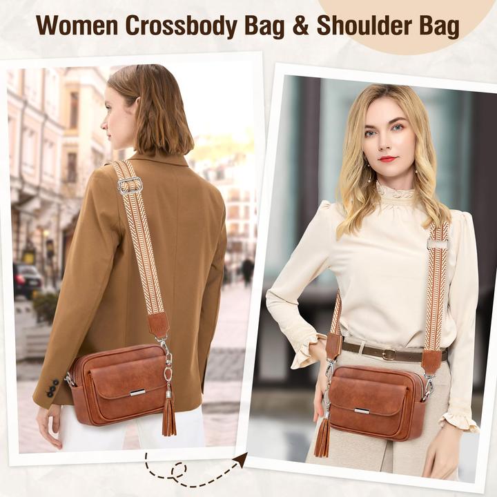 Produktbild Only-Bags.Store Crossbody Tasche Leder Umhängetasche Medium Handtasche mit breitem Riemen Verstellbare