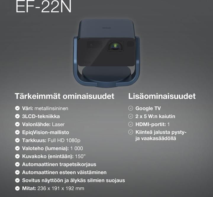 Immagine prodotto Epson EF-22N (Full HD, 1000 lm)