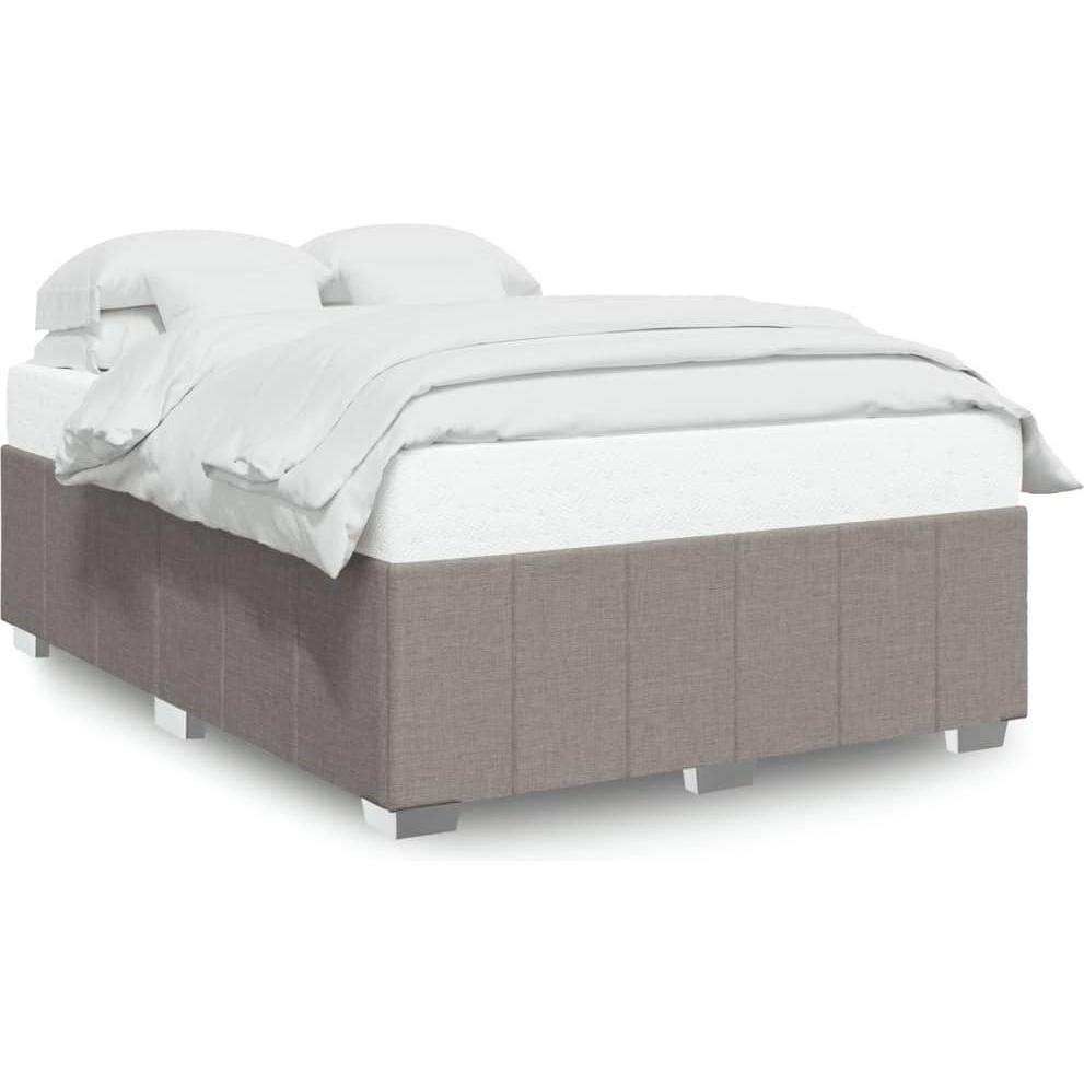 VidaXL, Bett, Bettgestell Polsterbett Bett Doppelbett Lattenrost Taupe 160x200cm Stoff (160 x 200 cm)