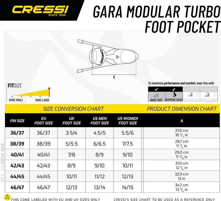Actual product image Cressi Gara Turbo Foot Pocket