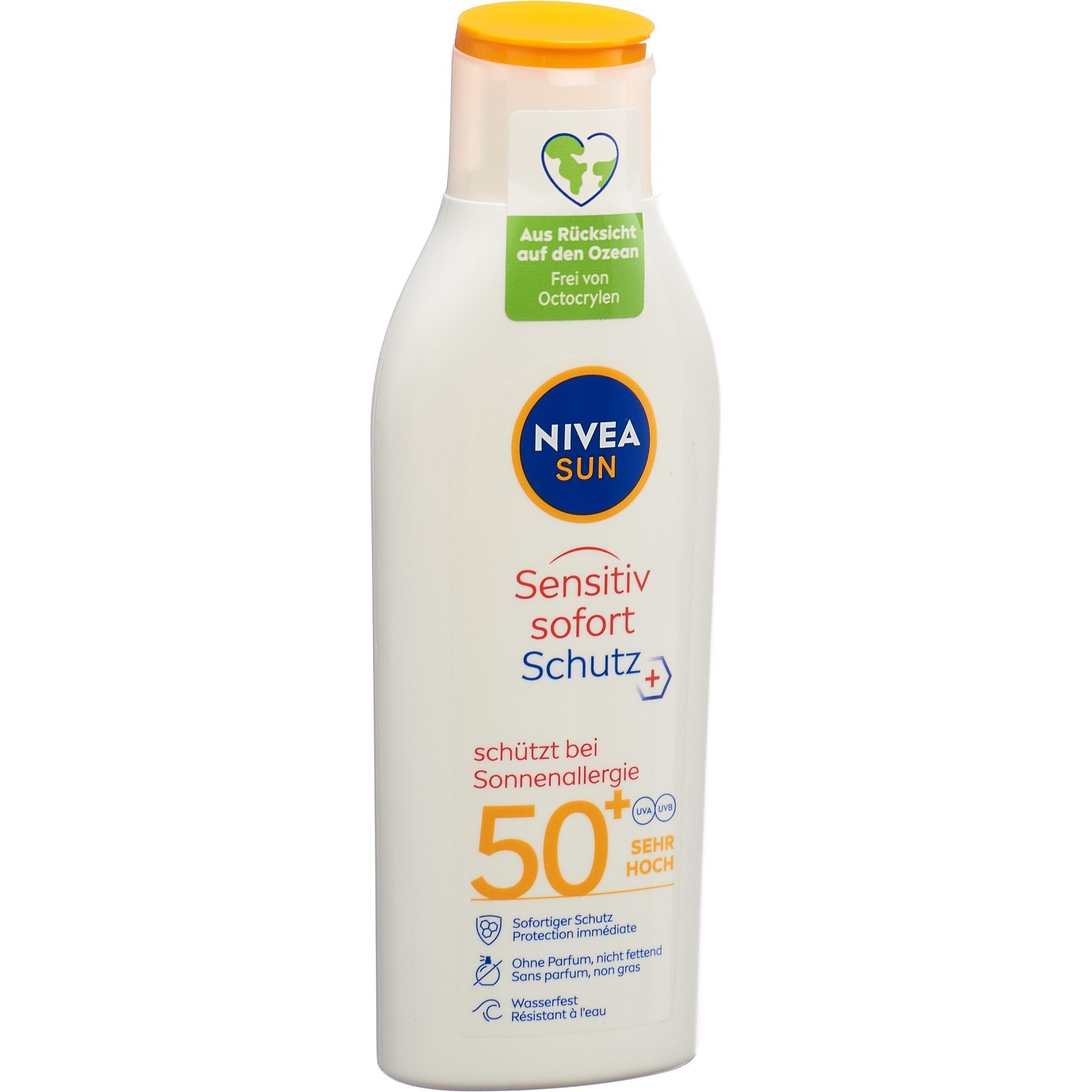 NIVEA, Zonnecrème, Sensitive Immediate Protect Sonnenlotion LSF 50+ (Zonnebrandlotion, SPF 50+, 200 ml)