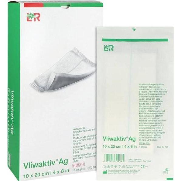 Vliwaktiv, Verbandsmaterial, Ag Aktivkohle Verband steril