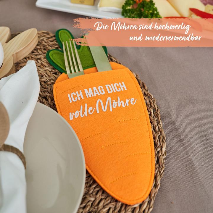 Immagine prodotto Papierdrachen 4 Bestecktaschen Filz - Möhren (4 x)