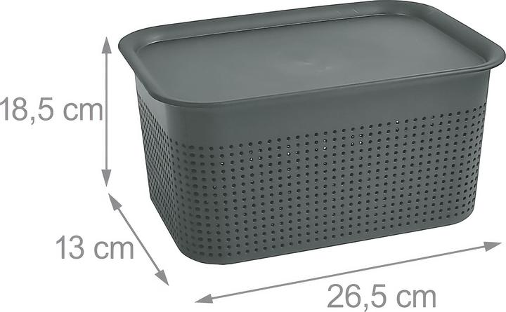 Produktbild Relaxdays - Aufbewahrungsbox mit Deckel 6er Set, Grau, 18,5 x 26,5 x 13 cm (26.50 cm, 5 l, 6x)