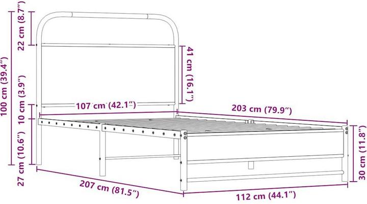 Produktbild vidaXL Bettgestell (107 x 203 cm)