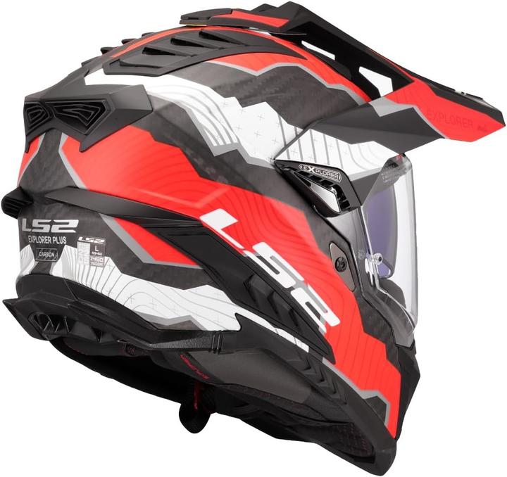 Image du produit LS2 MX701 Explorer Carbon Adventure helm Trick wit rood XL (XL)