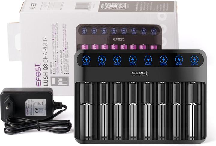 Efest Ladegerät Lush Q8 für Lithium Ionen Akkus (Ladegerät ohne Akku)