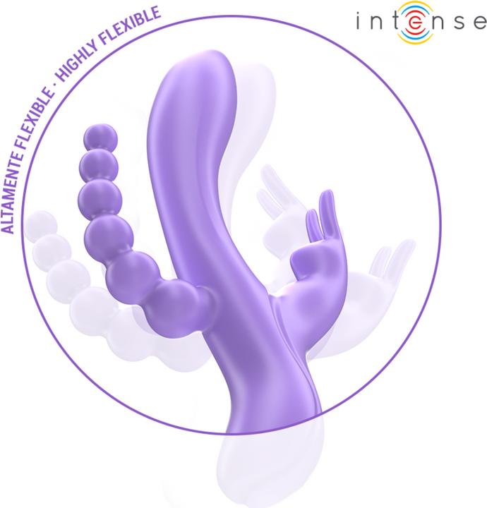 Actual product image Intense Miko Triple Vibrator Rabbit & Stimulator & Anal 7 Vibrations Purple