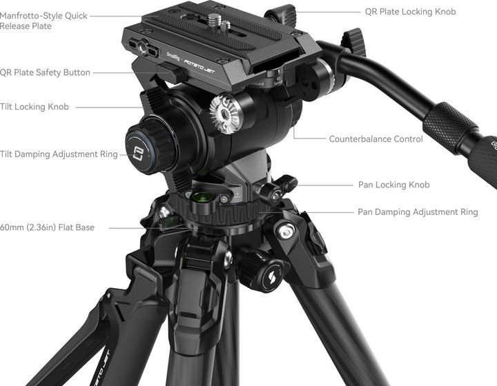 Immagine prodotto SmallRig Kit treppiede idraulico Tribex di Potato Jet (Metallo)