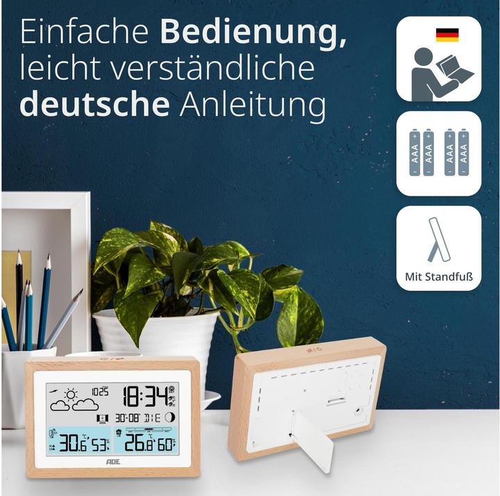 Image du produit ADE Wetterstation mit Funk-Aussensensor Holz-Weiss