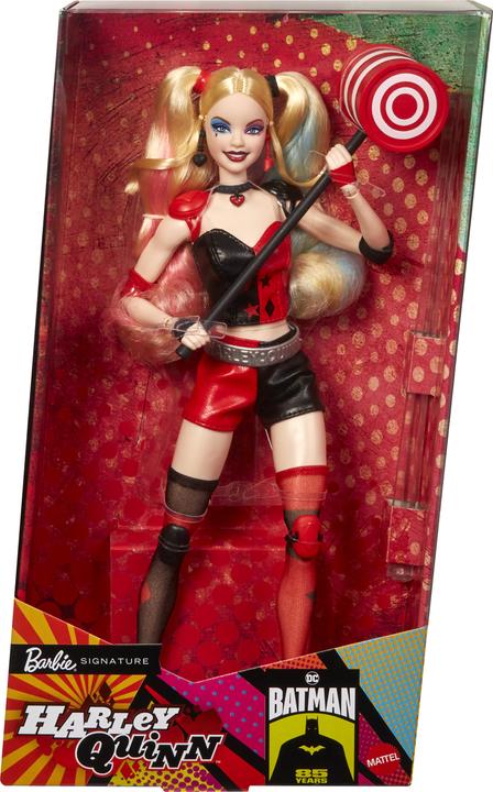 Actual product image Barbie Signature Harley Quinn Sammlerpuppe mit beweglichem Körper, ikonischem Outfit und Schlägel