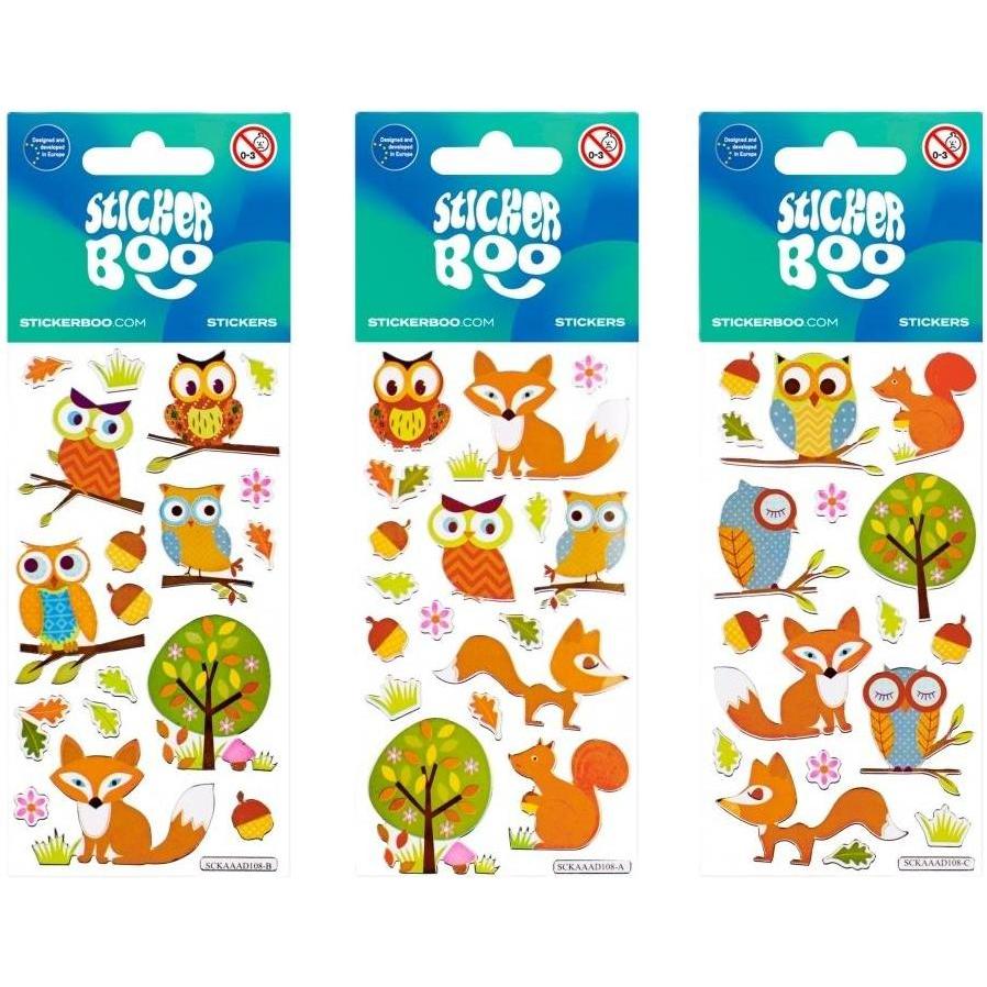 Sticker Boo Aufkleber BOO silberne Aufkleber Eulen und Füchse mischen (41908592)