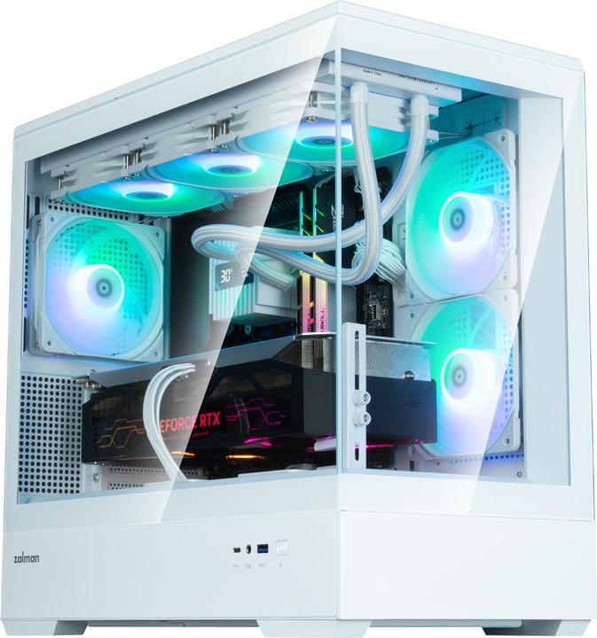 Actual product image Zalman GHE P30 V2 micro-ATX case Tempered Glass Panoramic View - White (mATX, Mini-ITX)