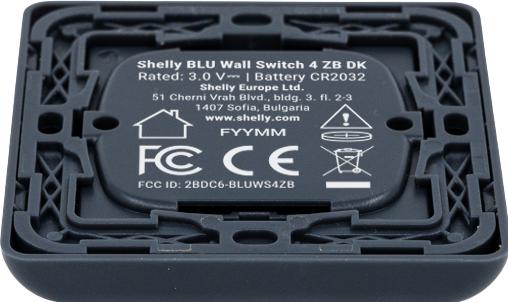 Actual product image Shelly BLU Wall Switch 4 ZB DK - Charcoal Gray