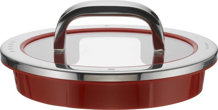 Productafbeelding WMF Potdeksel 16cm Glasdeksel Functie 4 Siliconen Glas Roestvrij Staal Rood (16 cm, Metaal, Glas)