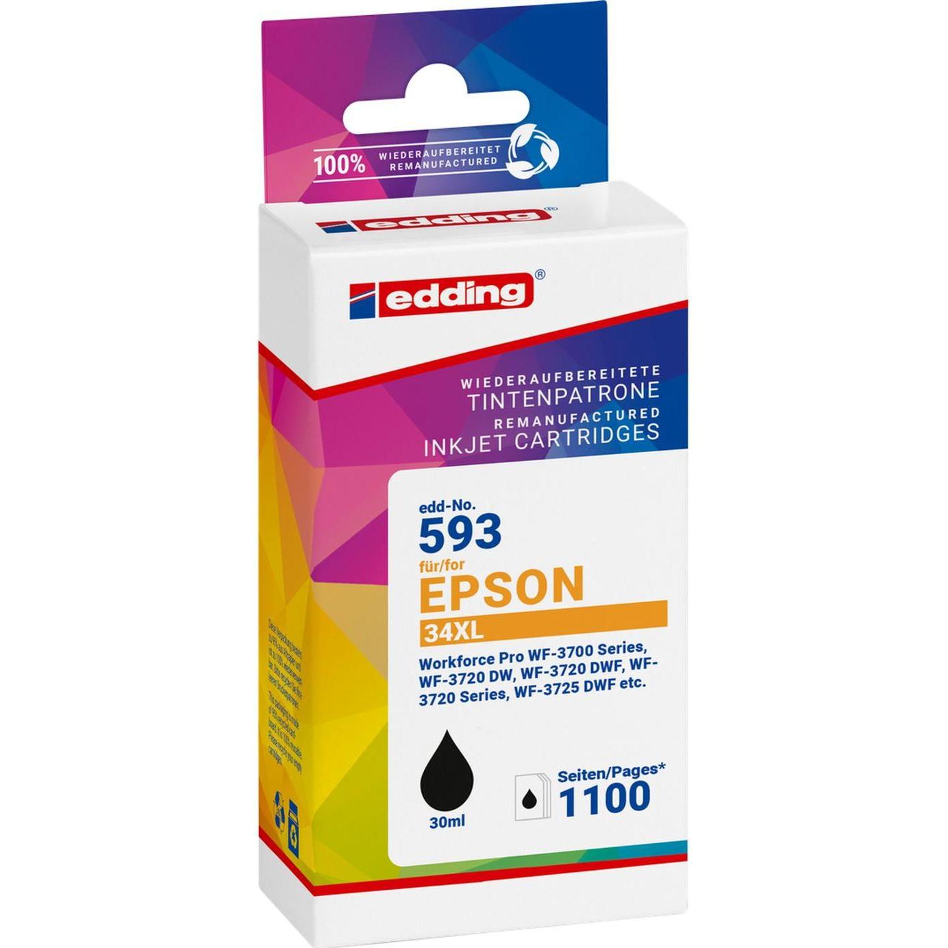 Edding, Cartucce, EDD-593 cartuccia di stampa nera compatibile con EPSON 34XL / T3471XL