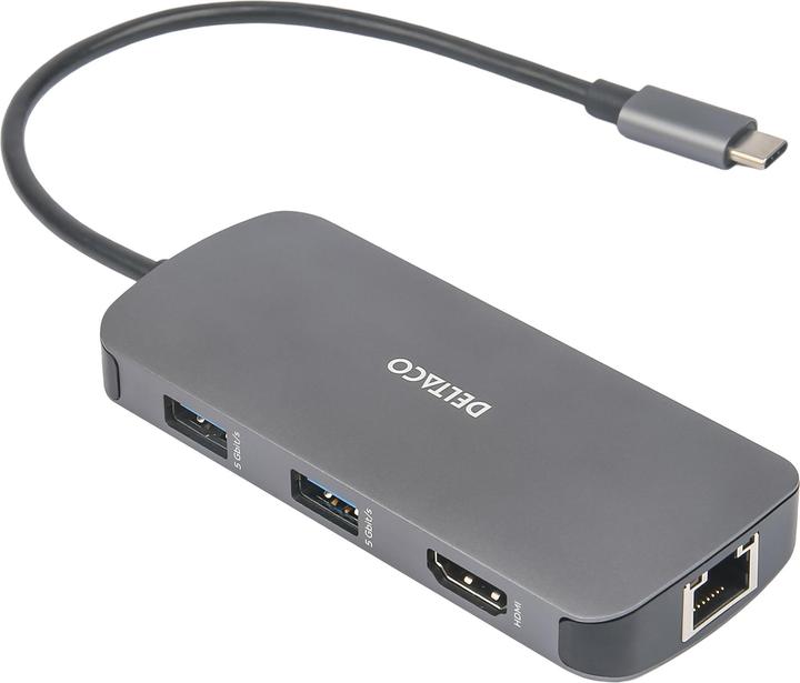 Produktbild Deltaco USB-C jungčių stotelė, 1x HDMI/RJ45/SD/mSD, 3x USB-A / USBC-HDMI26 / 1902421 (USB-C, 8 Ports)