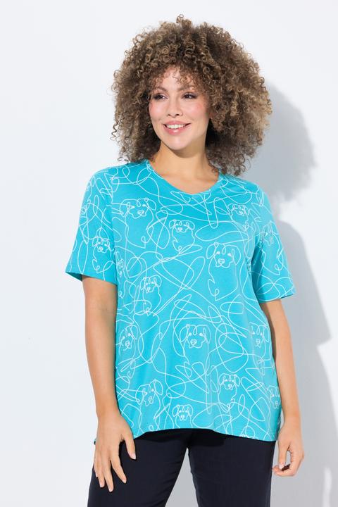Produktbild Ulla Popken T-Shirt, Tiermuster, Classic, V-Ausschnitt, Halbarm (46, 48)
