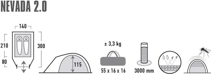 Immagine prodotto High Peak Nevada 2.0 (Tenda a cupola, 3.30 kg, 2 persone)