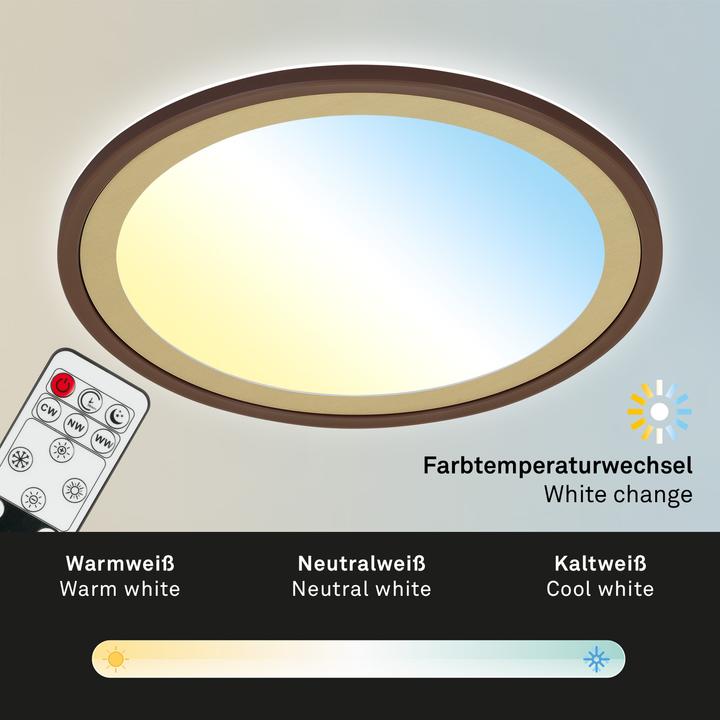 Produktbild Briloner Ultraflaches CCT-LED Panel mit LED Backlight,braun-gold, 1xLED/22W (3000 lm)