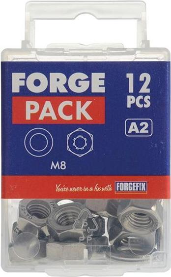 Actual product image ForgeFix Hexagonal Nuts & Washers A2 Stainless Steel M8 Forgepack 12