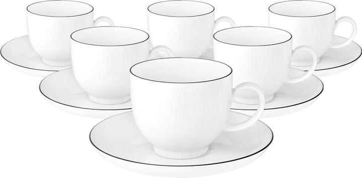 Seltmann Lido Black Line Kaffeetassen mit Untertassen (220 ml, 6x)