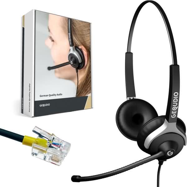 Gequdio Headset 2-Ohr kompatibel für Mitel/Aastra/Poly/Gigaset Telefone inklusive Kabel (Kabelgebunden), Office Headset,...