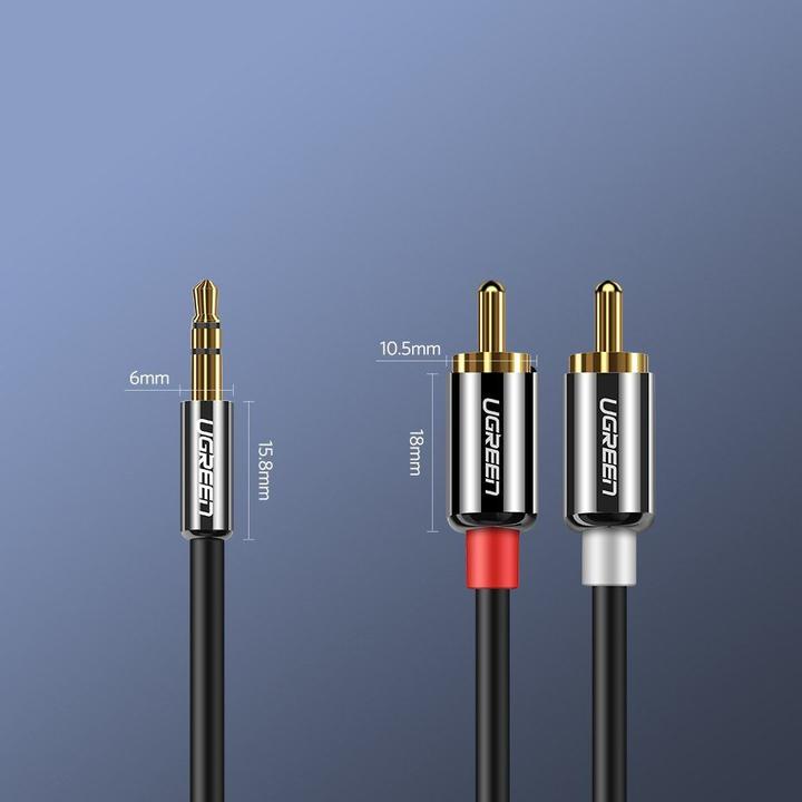 Productafbeelding Ugreen audiokabel 3,5 mm mini-jack - 2RCA 3m zwart (10590) (3 m, 3,5 mm aansluiting (AUX))