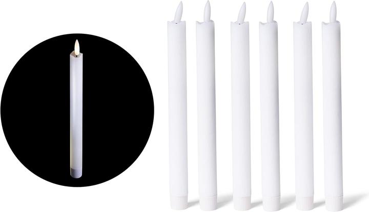 Actual product image Novaliv White LED Stick Candle with Timer Function Set of 6 - Stick Candle LED Moving Flame Timer - 20cm (6 x)