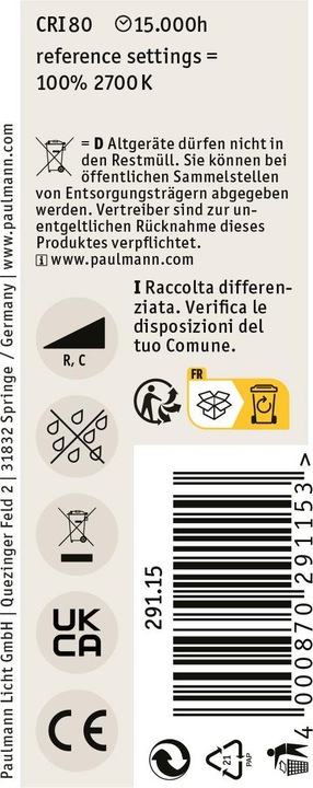 Actual product image Paulmann Classic White (E14, 4.50 W, 470 lm, 1 x, F)