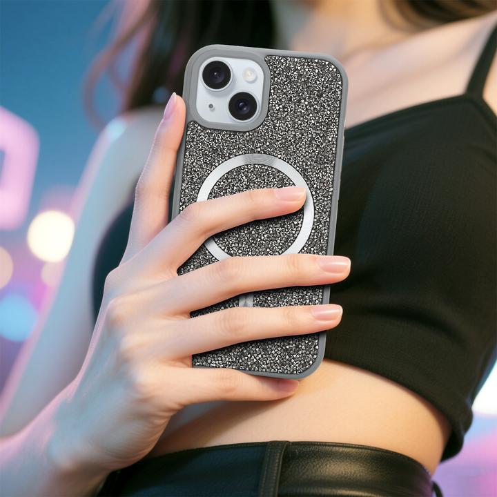Produktbild Cadorabo iPhone 14 PLUS / 15 PLUS Hülle kompatibel mit MagSafe Glitzer Case (Apple iPhone 14 Plus, Meizu 15 Plus)