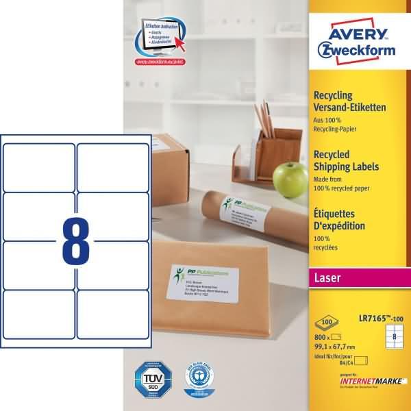 Actual product image Avery Recycling shipping labels