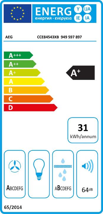 Energy Label AEG KOOKPLAAT MET AFZUIGING CCE84543XB