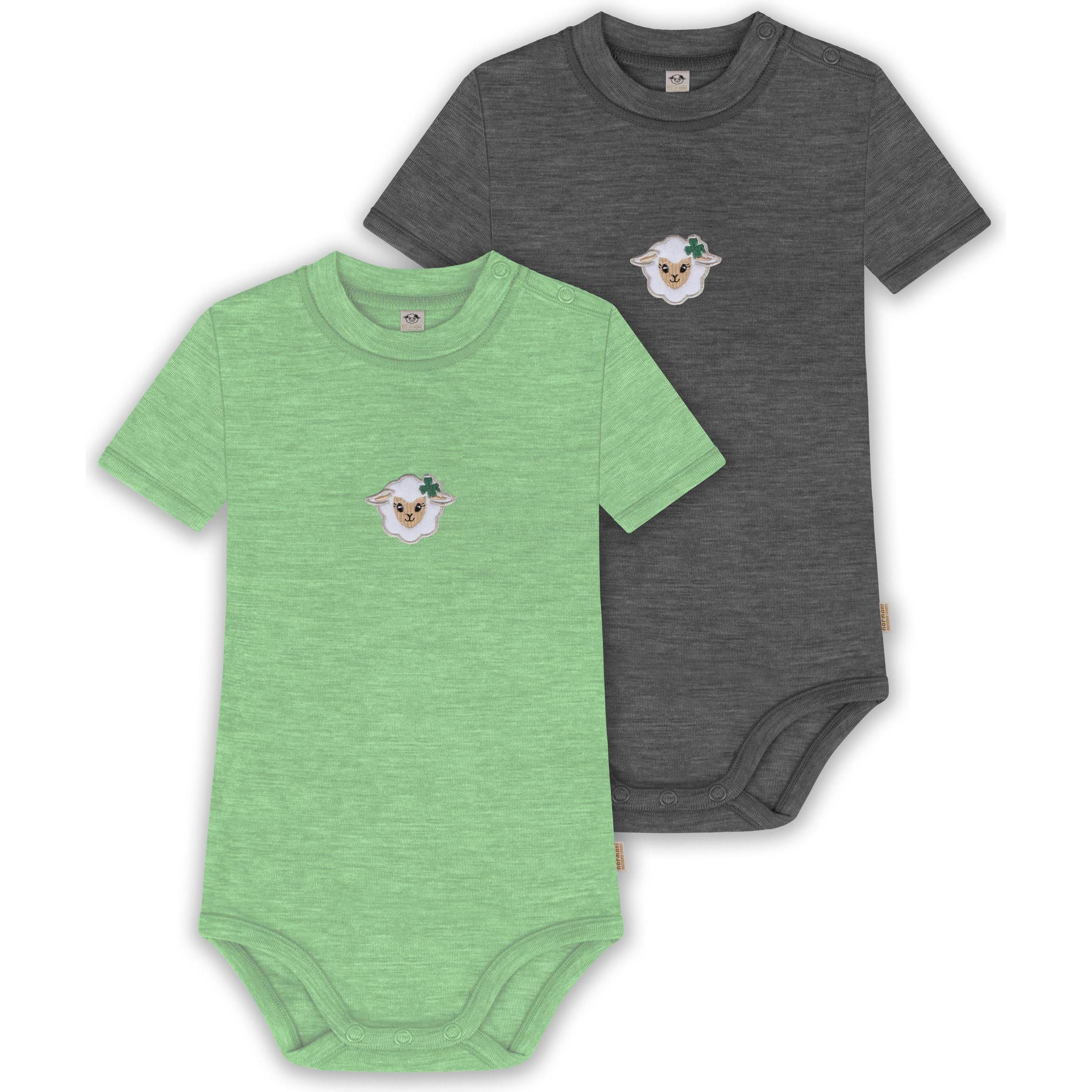 Normani, Herren, Body, 2er Set Baby Merino Kurzarmbody „Tihoi" - 9321, Grün, (86)