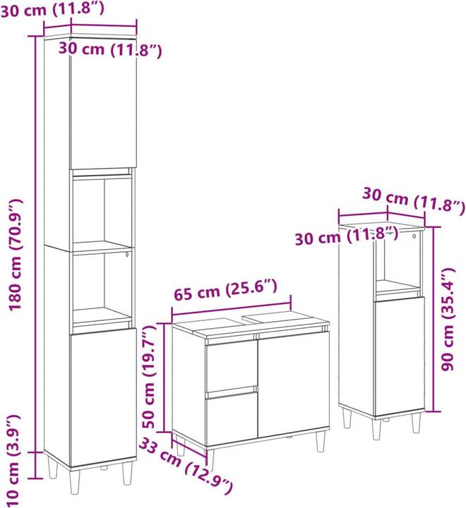 Nährwerte und Zutaten vidaXL 3-tlg. Badmöbel-Set