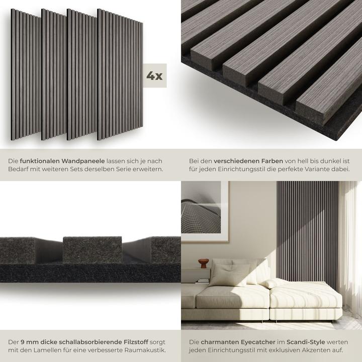 Actual product image tectake Sonic Wall wood look set (4 pcs.)