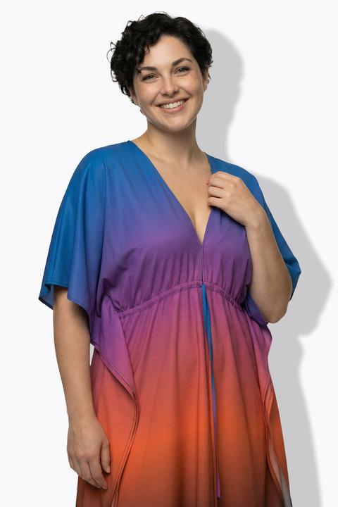 Actual product image Ulla Popken Palm Tree Gradient TIe Front Caftan (50, 52, 54, 56)