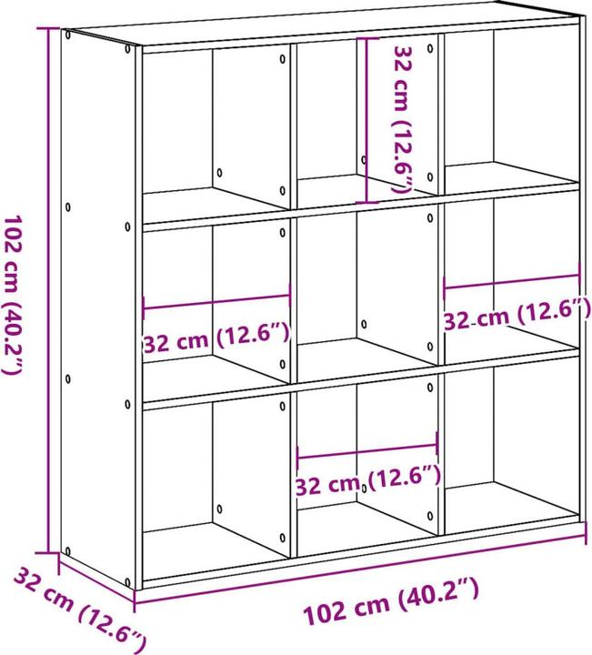Actual product image vidaXL Bookshelf (102 x 32 x 102 cm)