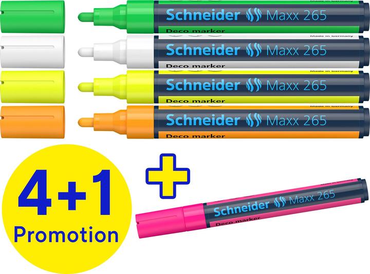 Actual product image Schneider Maxx 265 chalk pen (2-3 mm line width, can be wiped off with a damp cloth, water-based, odourless) (5 x)