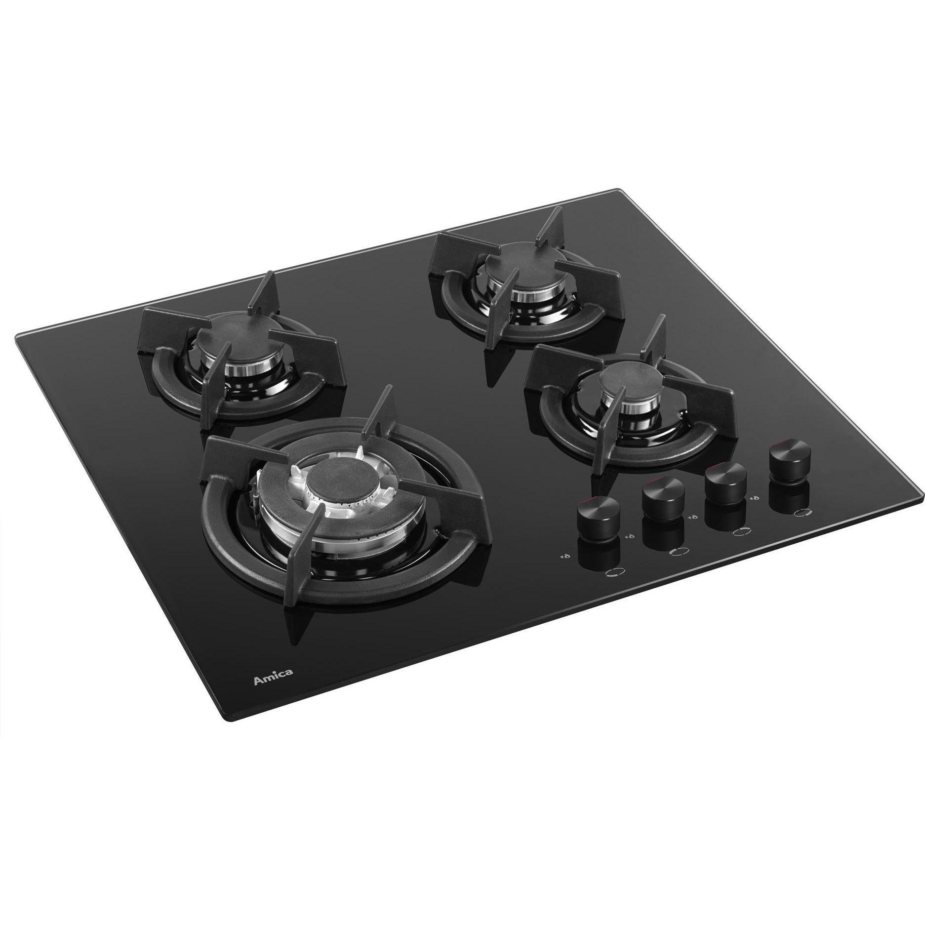 Thumbnail - Amica Gas stove PG6411SR (4 hotplates, black), Kochfeld, Schwarz