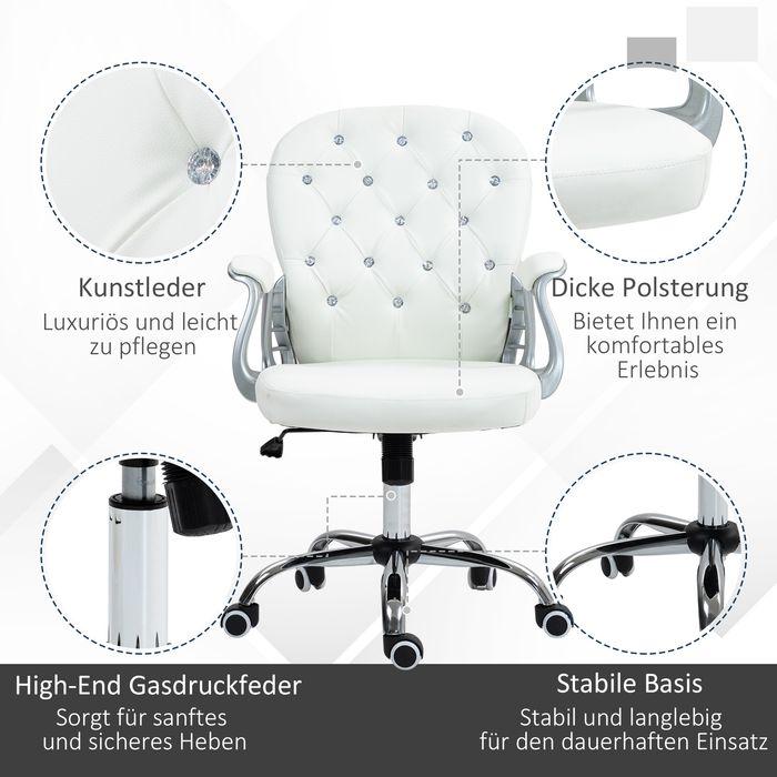 Image du produit Swisshandel24 Bürostuhl, Ergonomisch Schreibtischstuhl mit Armlehne, Gepolsterter Rückenlehne Weiss (49 - 58 cm)