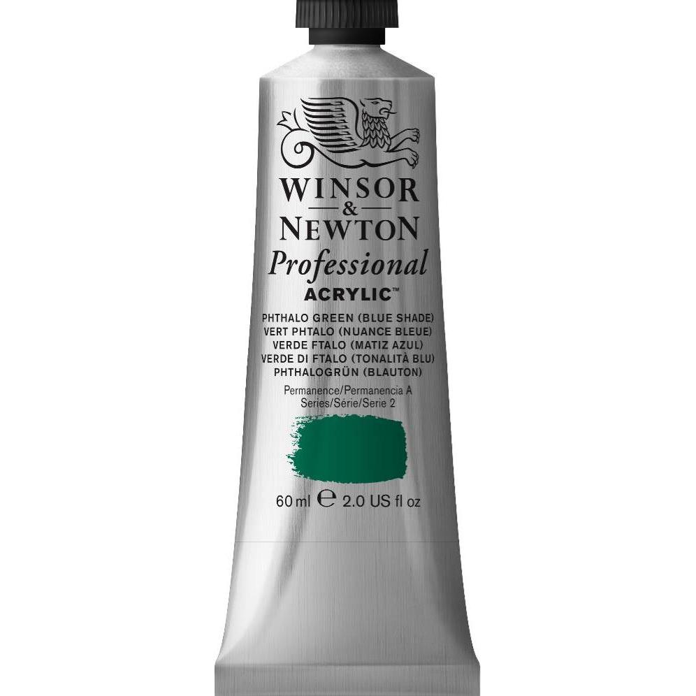 Winsor & Newton, Künstlerfarbe + Bastelfarbe, Proff. acrylic 60ml phthalo green blue shade 522 (Grün, 60 ml)