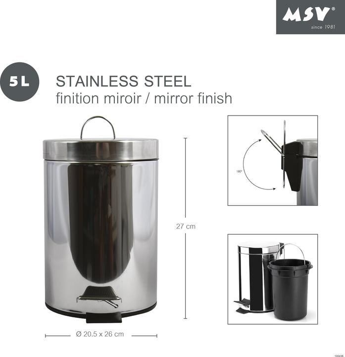 Actual product image MSV Poubelle Inox Miroir 5 Liters (5 l)