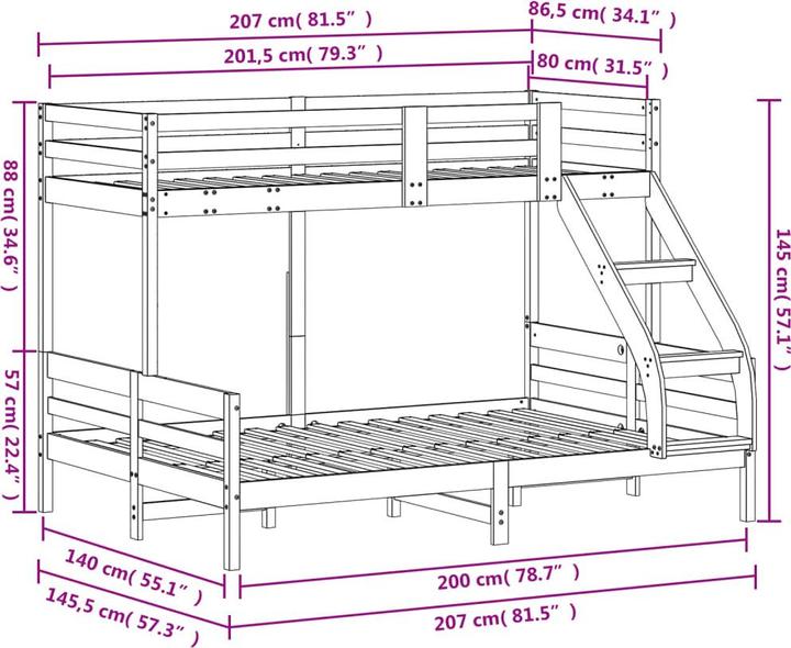 Actual product image vidaXL Etagenbett (140 x 200 cm)