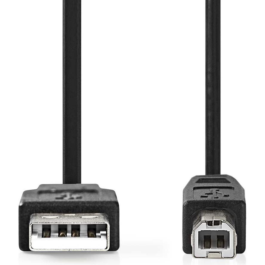 Thumbnail - Nedis USB-Kabel USB 2.0 USB-A Stecker USB-B Stecker 10 W 480 Mbps Vernickelt 0.50 m (0.50 m, USB 2.0), USB Kabel