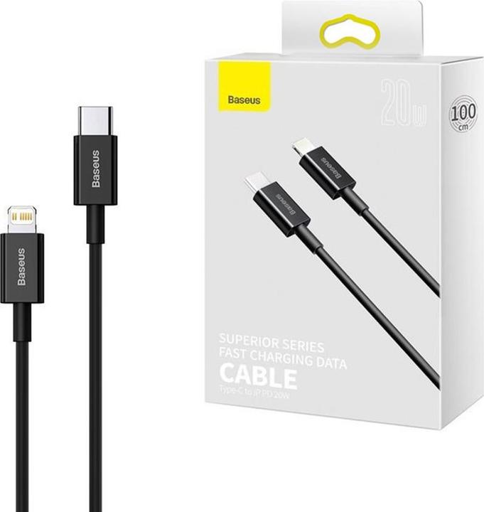 Produktbild Baseus Superior Series Cable USB-C to iP, 20W, PD, 1m (black) (1 m, USB 3.0, 20 W)